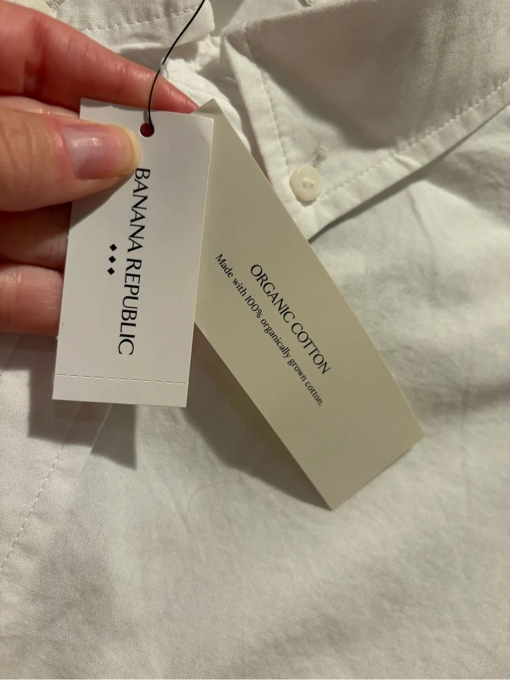 NWT Banana Republic Men’s White Button Down Slim Untucked 100% Organic Cotton  L